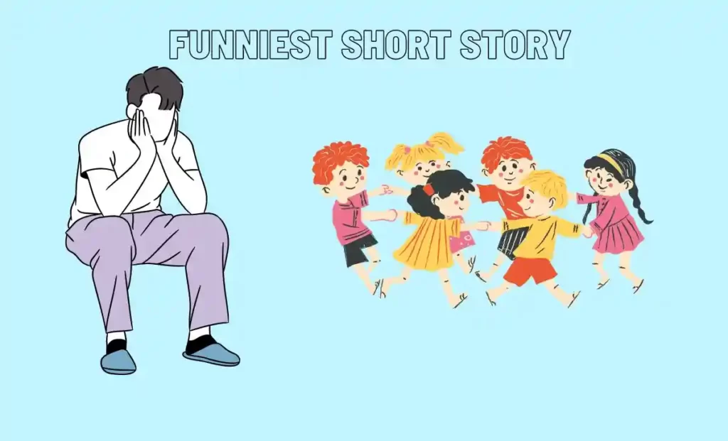 Funniest Short Story written on image in which animation of a sad man watching children playing.